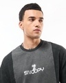 Shop Men's Grey Snoopy Cut & Sew Oversized Acid Wash T-shirt