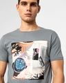 Shop Men's Grey Starry Night Graphic Printed Slim Fit T-shirt-Full