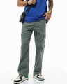 Shop Men's Grey Straight Fit Cargo Pants-Front