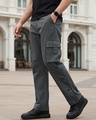 Shop Men's Grey Straight Fit Cargo Pants-Front