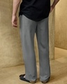 Shop Men's Grey Straight Fit Cotton Linen Pants-Design