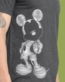 Shop Men's Grey Stripe Effect Mickey Mouse Printed T-shirt-Full