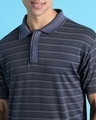 Shop Men's Grey Striped Cotton Polo T-shirt
