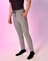 Shop Men's Grey Striped Drawstring Track Pants-Full