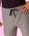 Shop Men's Grey Striped Drawstring Track Pants