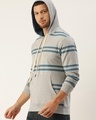 Shop Men's Grey Striped Hoodie-Front