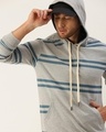 Shop Men's Grey Striped Hoodie-Full