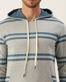 Shop Men's Grey Striped Hoodie