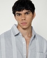Shop Men's Grey Striped Oversized Shirt