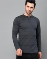 Shop Men's Grey Striped Slim Fit T-shirt-Front