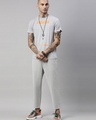 Shop Men's Grey Striped Slim Fit Trousers-Full