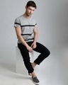 Shop Men's Grey Striped Slim Fit T-shirt