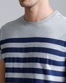 Shop Men's Grey Striped T-shirt