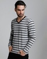 Shop Men's Grey Striped T-shirt-Design