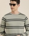 Shop Men's Grey Striped T-shirt