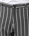Shop Men's Grey Striped Tapered Fit Chinos-Full