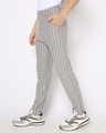 Shop Men's Grey Striped Tapered Fit Chinos-Front