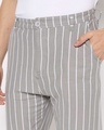 Shop Men's Grey Striped Tapered Fit Chinos-Full