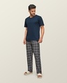 Shop Pack of 2 Men's Grey Super Combed Cotton Checkered Pyjamas