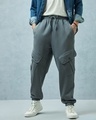 Shop Men's Grey Super Loose Fit Cargo Joggers-Front