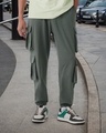 Shop Men's Grey Super Loose Fit Cargo Joggers-Front