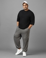 Shop Men's Grey Super Loose Fit Plus Size Cargo Joggers-Full