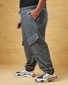 Shop Men's Grey Super Loose Fit Plus Size Cargo Joggers-Front