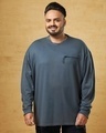 Shop Men's Grey Super Loose Plus Size T-shirt-Front