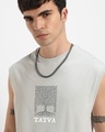 Shop Men's Grey Tatva Graphic Printed Boxy Fit Vest