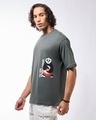 Shop Men's Grey The Dragon Warrior Graphic Printed Oversized T-shirt-Full
