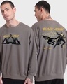 Shop Men's Grey The Time of Heroes is over : Black Adam Graphic Printed Oversized Sweatshirt-Front