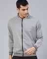 Shop Men's Grey Typography Jacket-Front