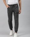 Shop Men's Grey Typography Joggers-Front