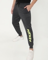 Shop Men's Grey Typography Lounge Joggers-Front