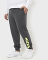 Shop Men's Grey Mickey Typography Plus Size Lounge Joggers-Front
