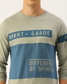 Shop Men's Grey & Blue Typography Slim Fit T-shirt-Front