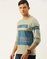 Shop Men's Grey & Blue Typography Slim Fit T-shirt-Full