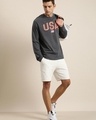 Shop Men's Grey USA Typography Oversized T-shirt-Full