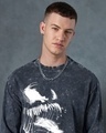 Shop Men's Grey Venom Graphic Printed Oversized Acid Wash T-shirt