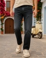 Shop Men's Grey Washed Baggy Fit Mid-Rise Jeans-Front