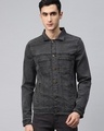 Shop Men's Grey Washed Denim Jacket-Front