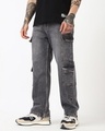 Shop Men's Grey Baggy Washed Cargo Jeans-Design