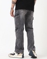 Shop Men's Grey Baggy Washed Cargo Jeans-Full