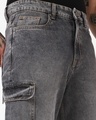 Shop Men's Grey Baggy Washed Cargo Jeans