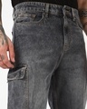 Shop Men's Grey Baggy Fit Washed Cargo Mid-Rise Jeans