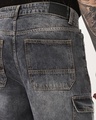 Shop Men's Grey Baggy Fit Washed Cargo Mid-Rise Jeans