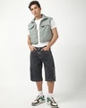 Shop Men's Grey Washed Straight Fit Cargo Shorts-Full