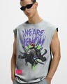 Shop Men's Grey We Are Venom Graphic Printed Oversized Vest-Front