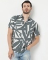 Shop Men's Grey & White Abstract Printed Shirt-Front