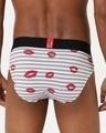 Shop Men's Grey & White All Over Lips Printed Striped Cotton Briefs-Full